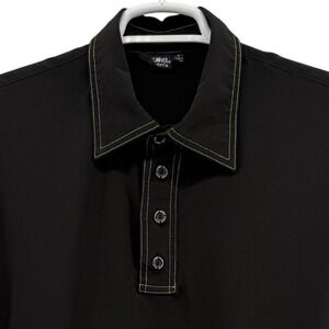 Black Clover Live Lucky Mens Golf Polo Shirt Black Lime Green Stitching Large